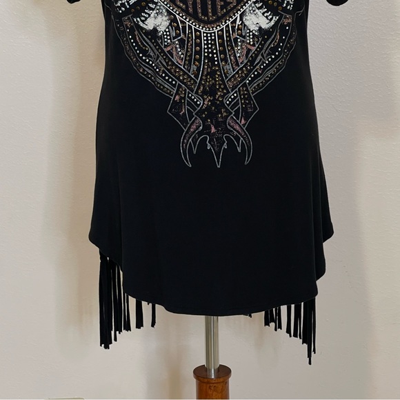 Harley Davidson T-Shirt Fringed Bedazzled Soft Short Sleeve Size XL - Picture 5 of 13